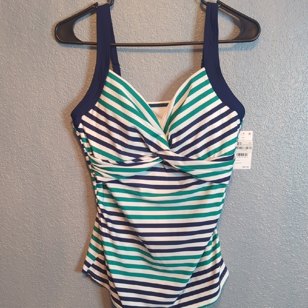 Lands' End Women's Striped Swimsuit Top